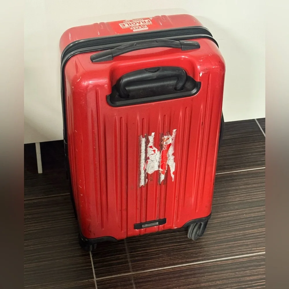 TUMI Red Hardshell Carry-On Spinner Luggage Suitcase